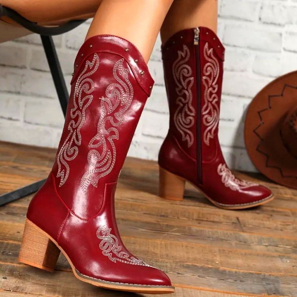 Women's Red Western Boots Sz 8.5